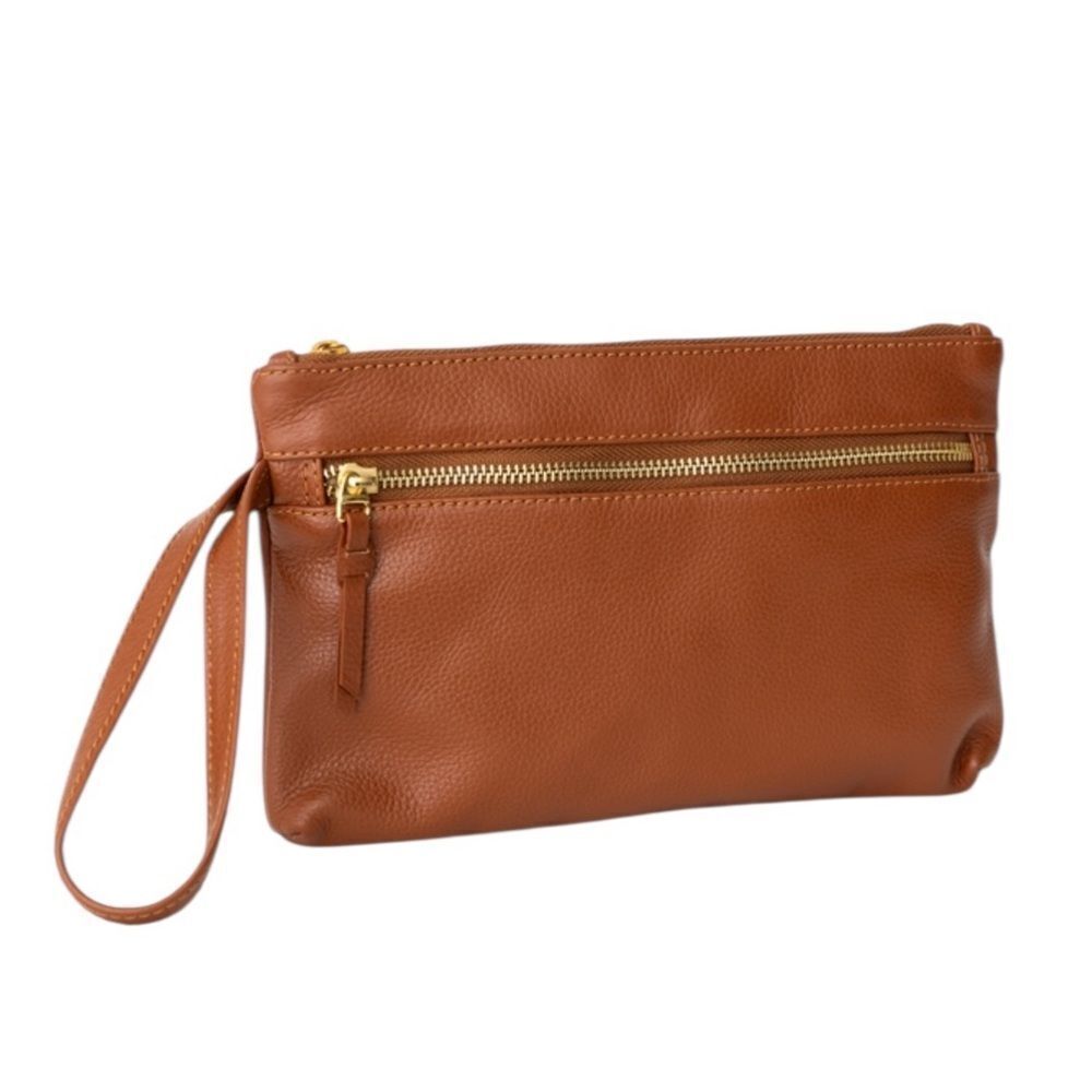 Links & Kings Ladies Clutch Arizona Leather British Tan NWT